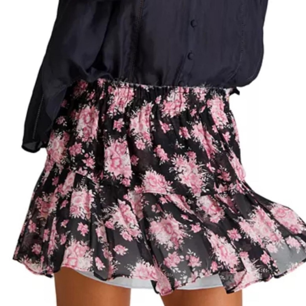 LoveShackFancy Pink and Black Bubble Mini Skirt